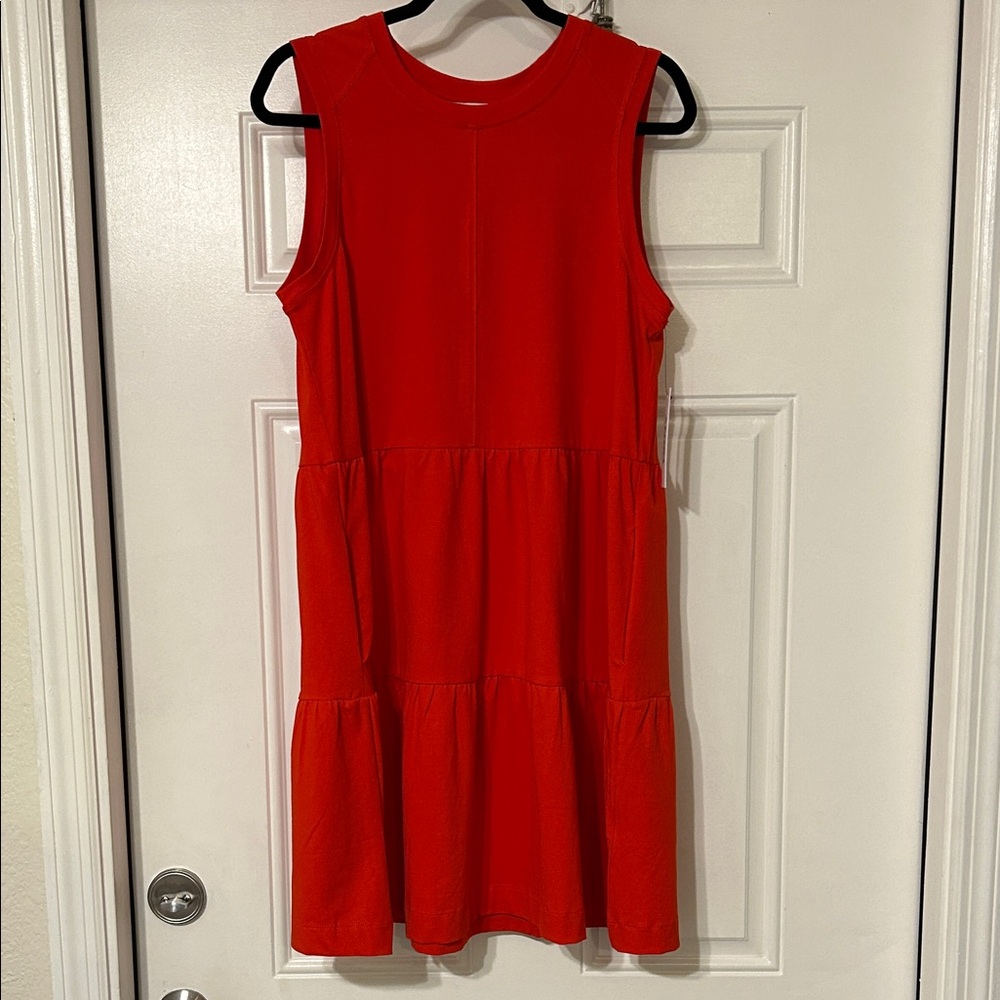 DKNY Red Sleeveless Crew Neck Sundress